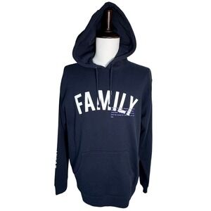 MONAT NWT Women's Medium Family Graphic Hoodie Navy Blue Sweatshirt Gear